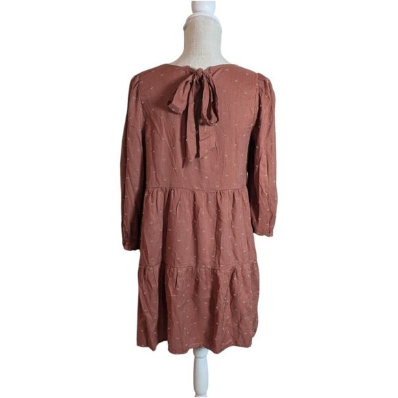 MINE Women's Rust Orange Swiss Dot Cotton Dress Medium - Picture 2 of 3